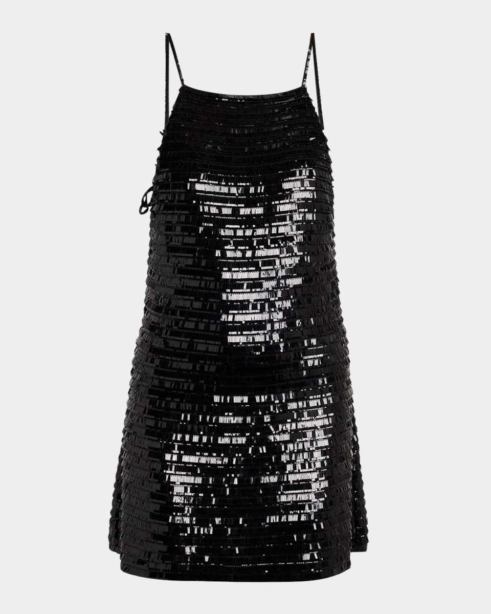Fringe Sequined Cutout Mini Cocktail Dress